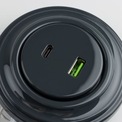 Kliklap - Retro USB utičnica A+C sa okvirom, antracit