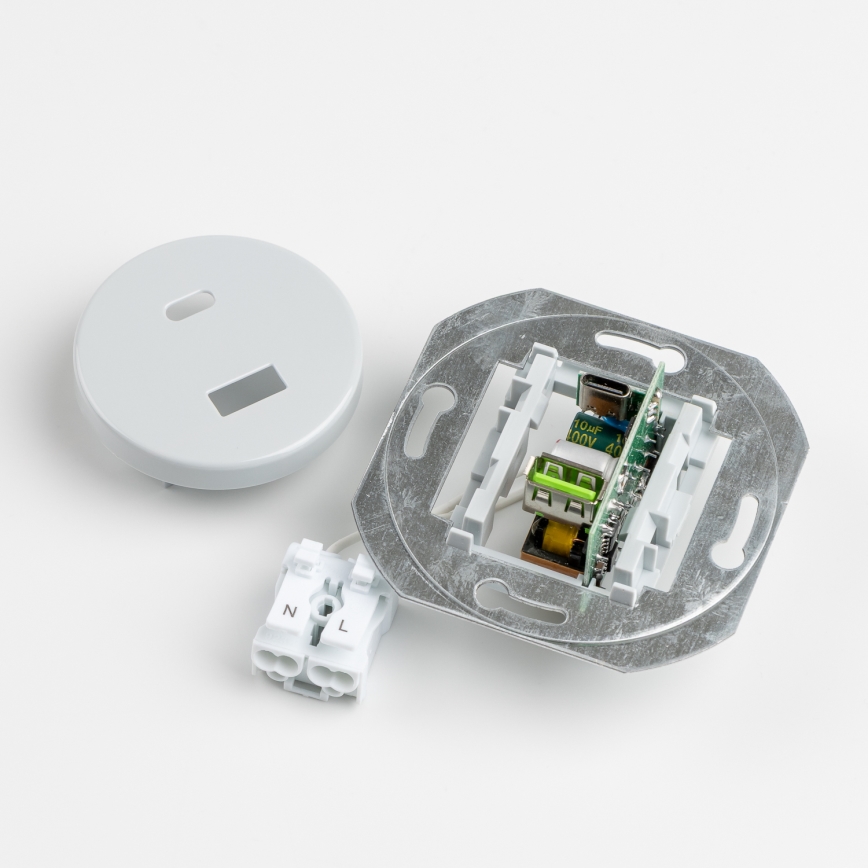 Kliklap - Retro USB utičnica A+C sa okvirom siva