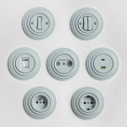 Kliklap - Retro USB utičnica A+C sa okvirom siva
