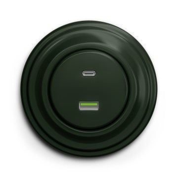 Kliklap - Retro USB utičnica A+C sa okvirom zelena