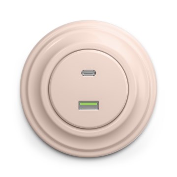 Kliklap - Retro USB utičnica A+C sa ramom staroružičasta