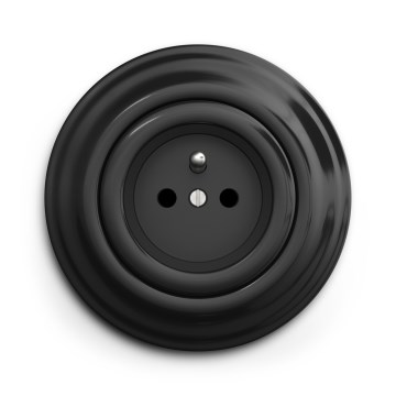 Kliklap - Retro zidna utičnica sa okvirom, 230V, crna