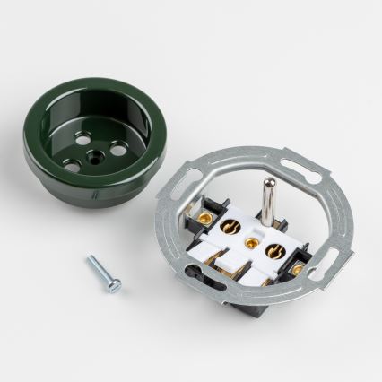 Kliklap - Trojna retro kućna utičnica sa ramom 230V zelena