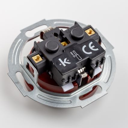 Kliklap - Trojna retro kućna utičnica sa ramom SCHUKO 230V, braon