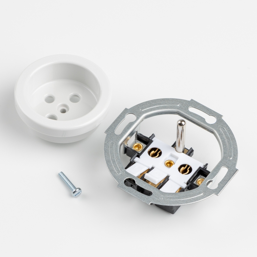 Kliklap - Trostruka retro kućna utičnica sa okvirom 230V snežno bela