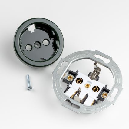 Kliklap - Trostruka retro kućna utičnica sa ramom SCHUKO 230V, zelena