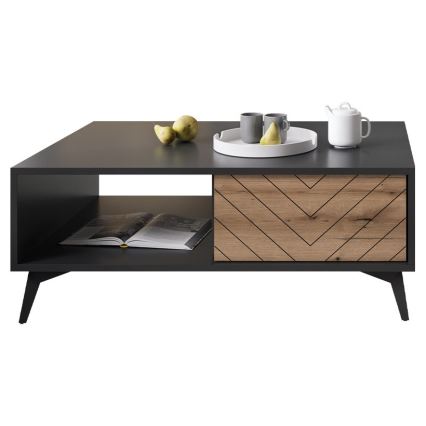 Klub sto DIAMOND 40x104 cm crna/hrast evoke
