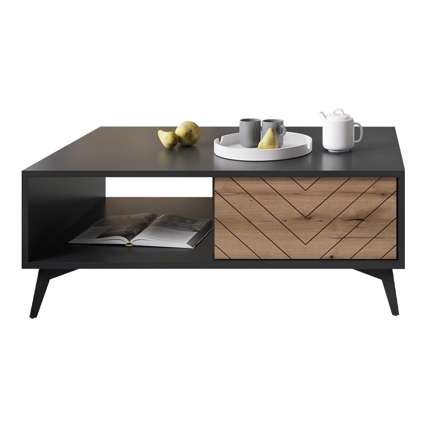 Klub sto DIAMOND 40x104 cm crna/hrast evoke