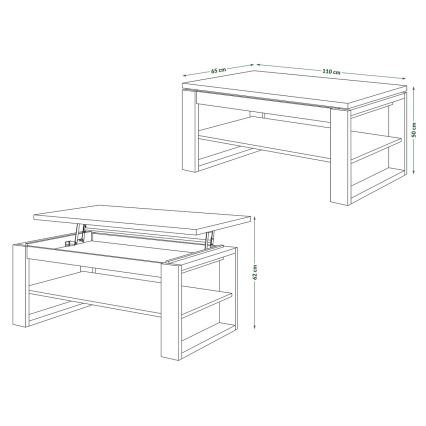 Klub sto NEA sa podiznom pločom i policom, beton-siva/bela