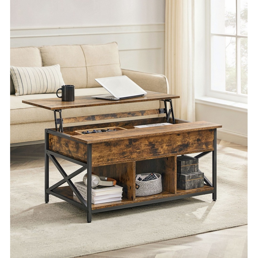 Klub sto NYRO sa podiznom pločom, braon/crna