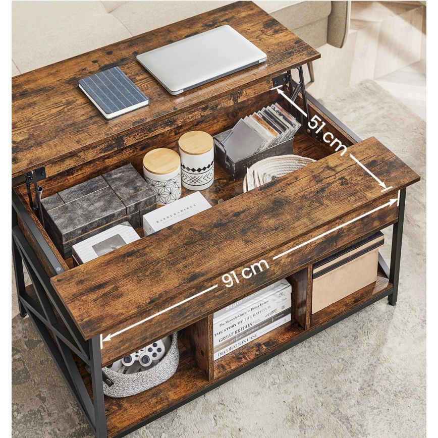 Klub sto NYRO sa podiznom pločom, braon/crna