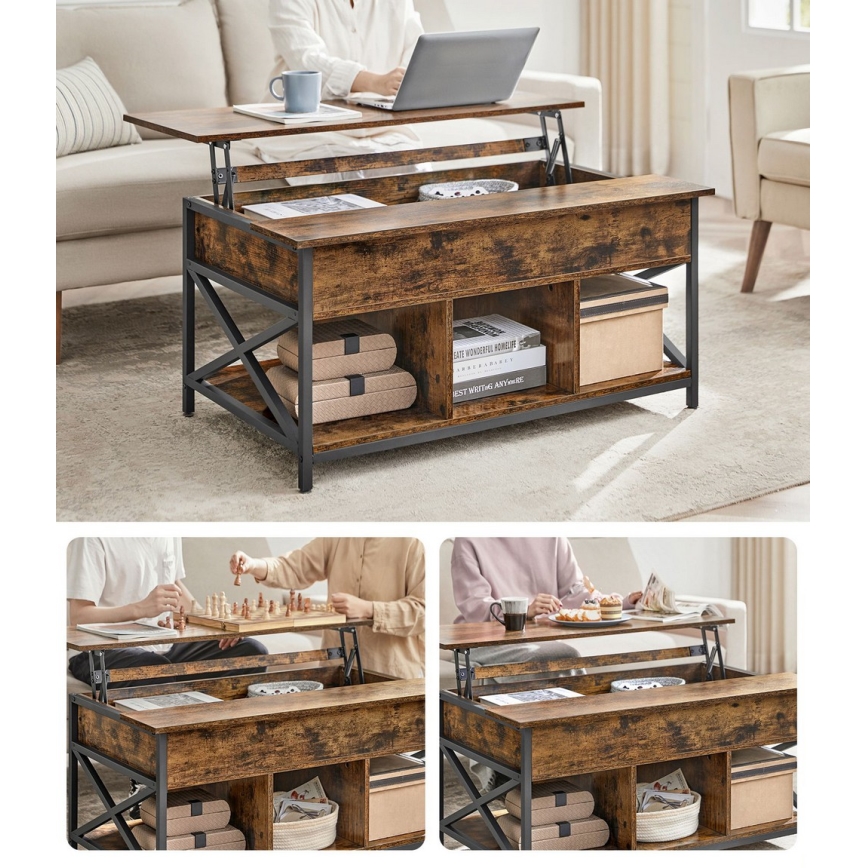 Klub sto NYRO sa podiznom pločom, braon/crna