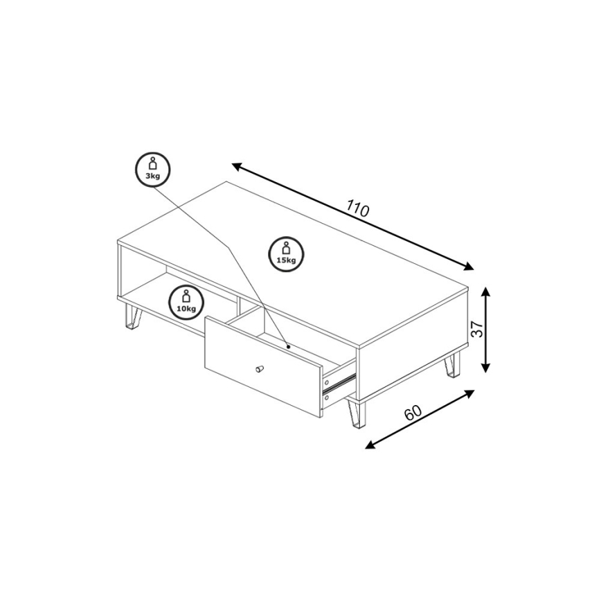 Klub sto SULA hrast Artisan/bela