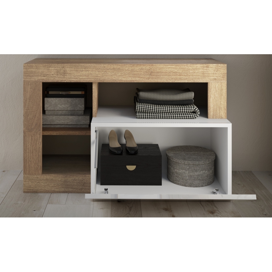 Klupa LENOR 91x209 cm bela/braon