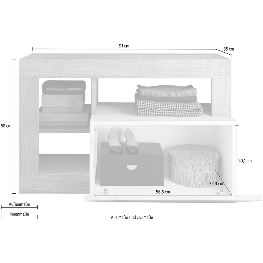 Klupa LENOR 91x209 cm bela/braon