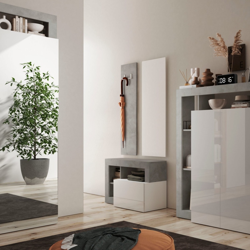 Klupa LENOR bela/siva beton