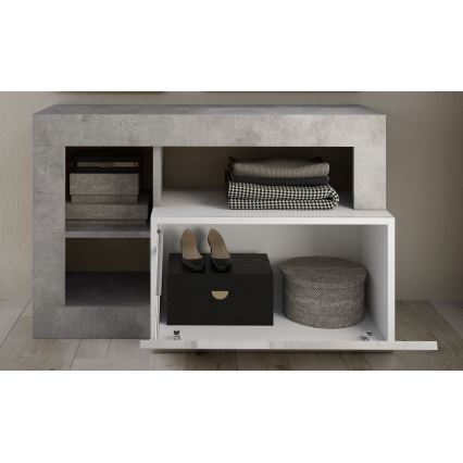 Klupa LENOR bela/siva beton