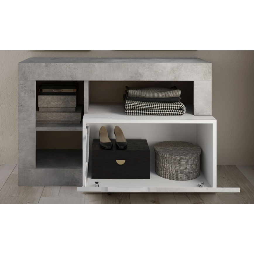 Klupa LENOR bela/siva beton