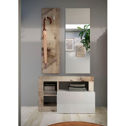 Klupa LENOR bela/smeđa