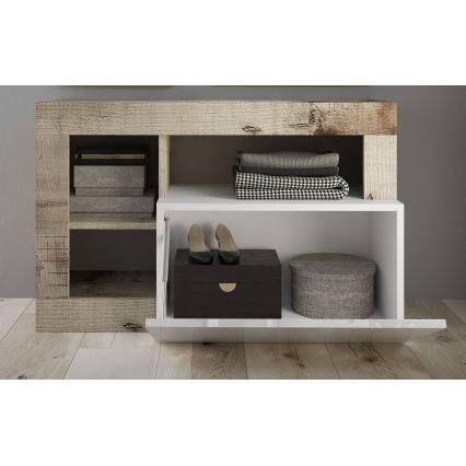 Klupa LENOR bela/smeđa