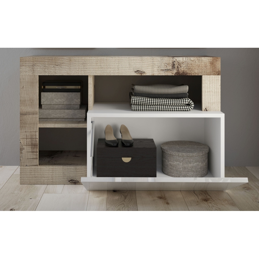 Klupa LENOR bela/smeđa