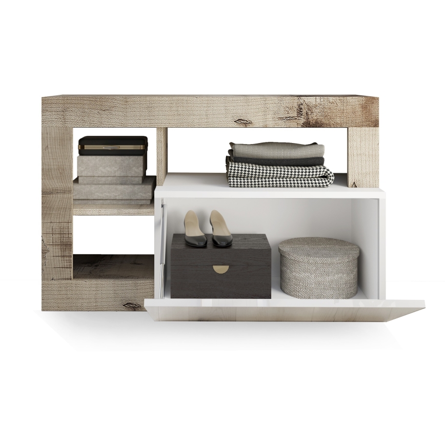 Klupa LENOR bela/smeđa