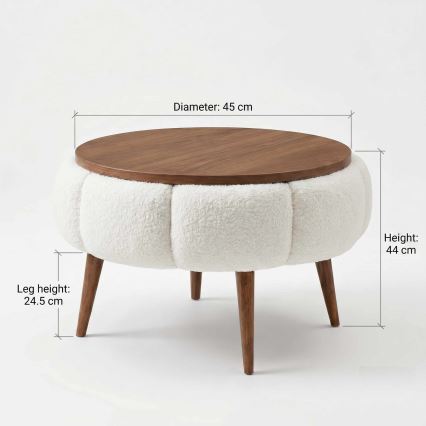 Klupski stočić FELPO prečnika 45 cm krem/orah