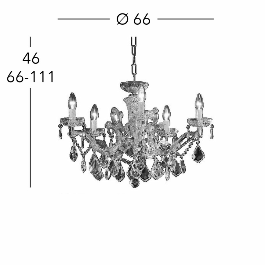 Kolarz 3149.85.3.KoT - Kristalni luster na lancu MARIA LOUISE 5xE14/40W/230V 24K zlato