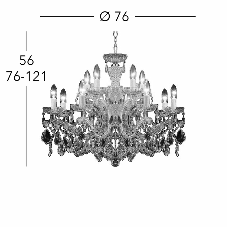 Kolarz 3149.88+4.3.KoT - Kristalni luster na lancu MARIA LOUISE 12xE14/40W/230V 24K zlatna pozlata