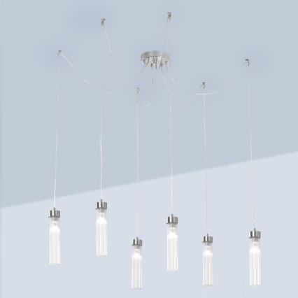 Kolarz 6009.30650 - Luster na sajli RAGGIO 6xE14/25W/230V pauk srebro