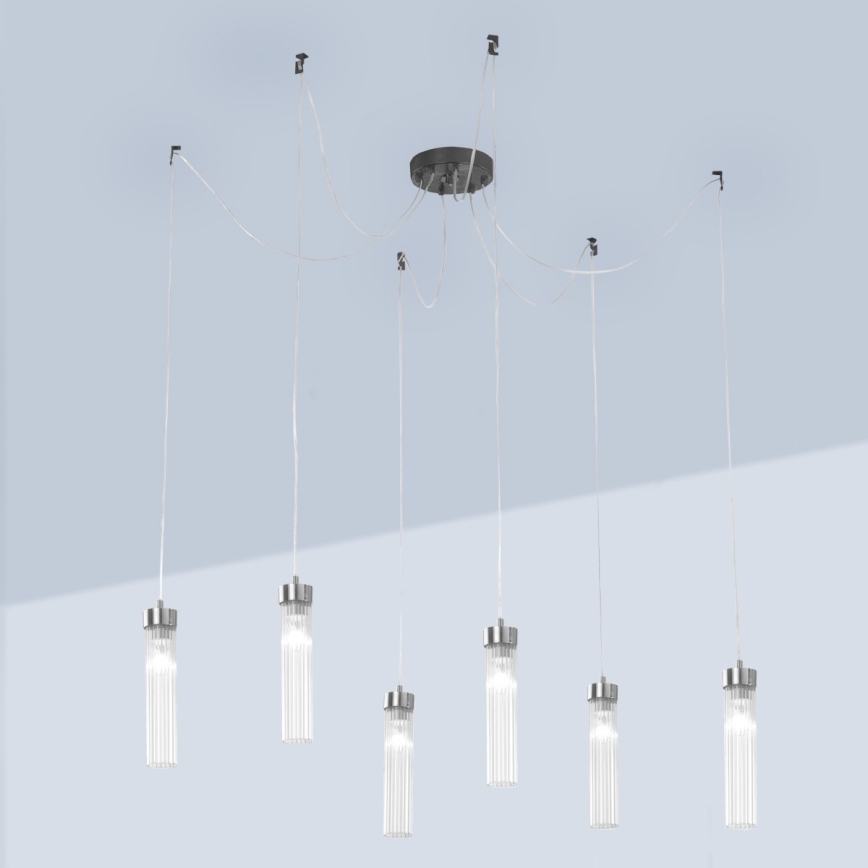 Kolarz 6009.30660 - Luster na sajli RAGGIO 6xE14/25W/230V u obliku pauka, mat hrom