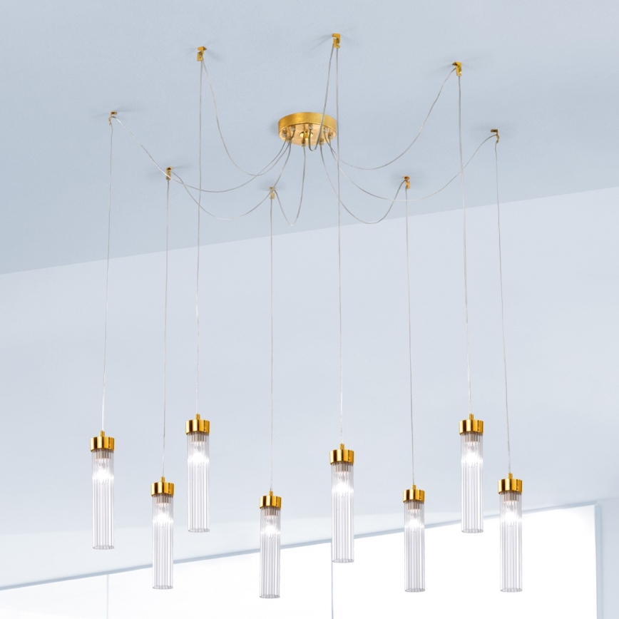 Kolarz 6009.30830 - Luster na sajli RAGGIO 8xE14/25W/230V pauk 24K zlato