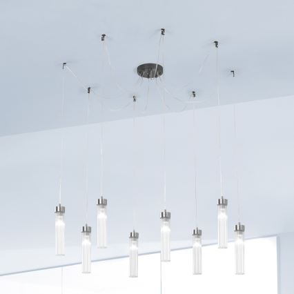 Kolarz 6009.30860 - Luster na lanku RAGGIO 8xE14/25W/230V, u obliku pauka, mat hrom