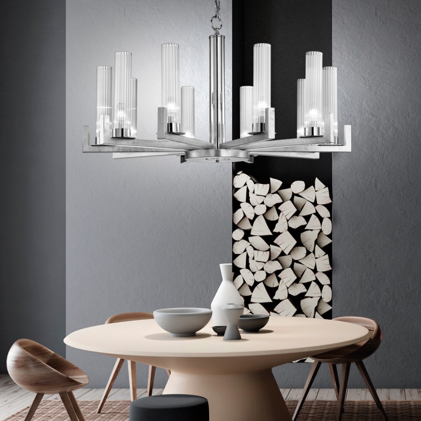 Kolarz 6009.81050 - Luster na lancu RAGGIO 10xE14/25W/230V, srebrne boje