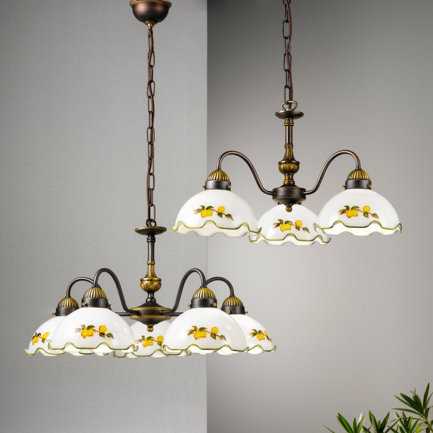 Kolarz 731.83.116 - Luster na lancu NONNA 3xE27/75W/230V sa motivom limuna