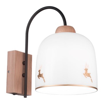 Kolarz A1352.61.Au.100 - Zidna lampa NONNA 1xE27/60W/230V jelenji hrast/bela/zlatna