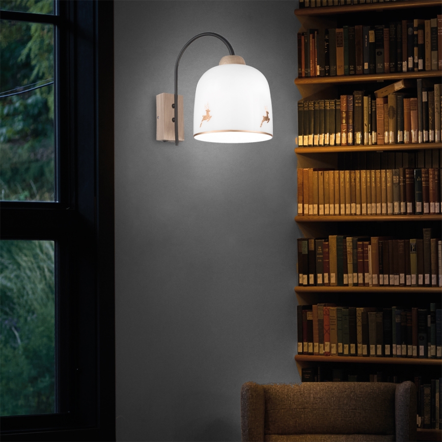 Kolarz A1352.61.Au.100 - Zidna lampa NONNA 1xE27/60W/230V jelenji hrast/bela/zlatna