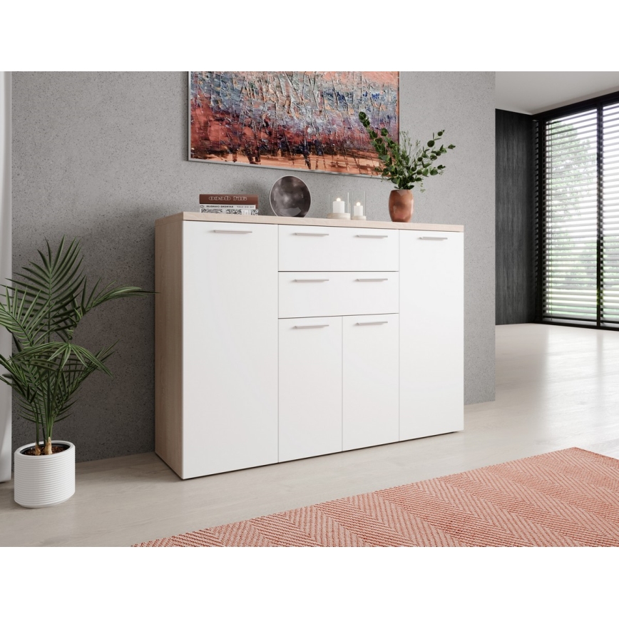 Komoda BRUNO hrast sonoma/bela