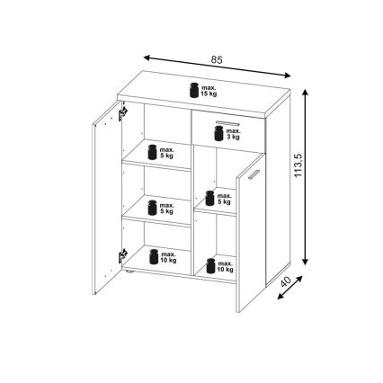 Komoda BRUNO hrast sonoma/bela