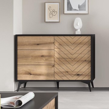 Komoda DIAMOND 77x104 cm crna/hrast evoke