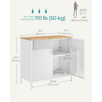 Komoda FIRA 80x40 cm bela/hrast