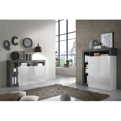 Komoda LENOR bela/antracit