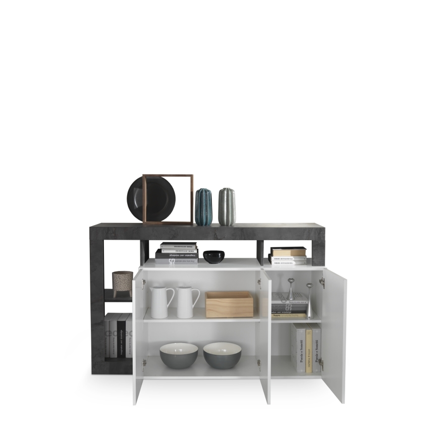 Komoda LENOR bela/antracit