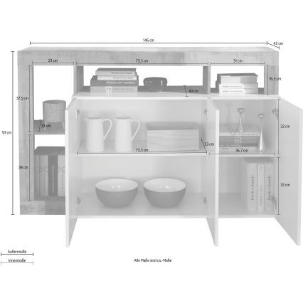 Komoda LENOR bela/antracit