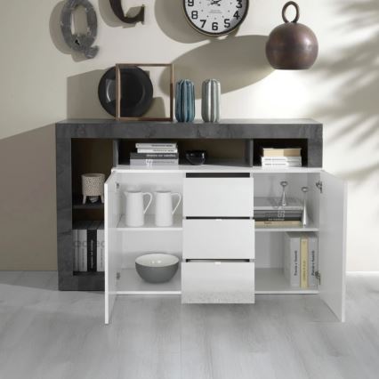 Komoda LENOR bela/antracit