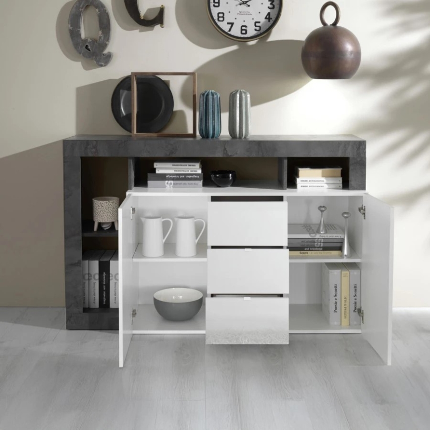 Komoda LENOR bela/antracit