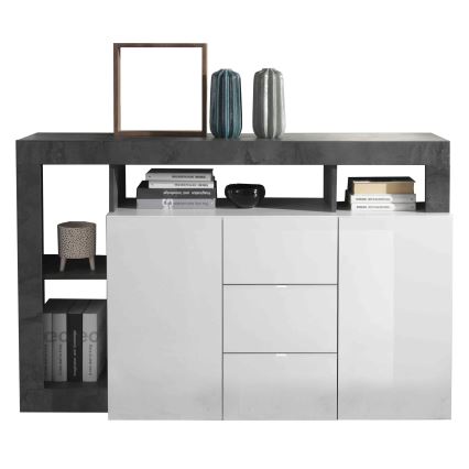 Komoda LENOR bela/antracit