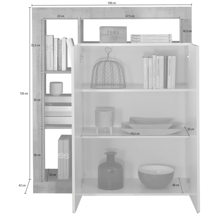 Komoda LENOR bela/braon