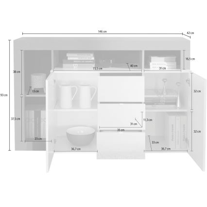 Komoda LENOR bela/braon