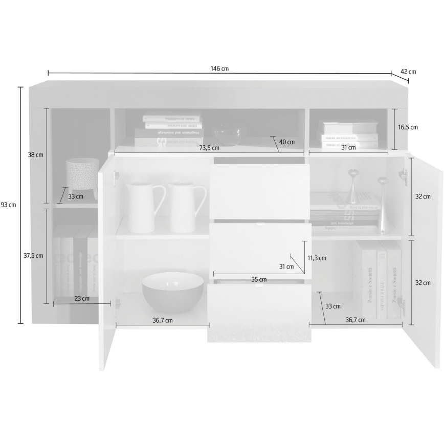 Komoda LENOR bela/braon